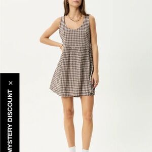 Afends Brown and Cream Checkered Mini Dress